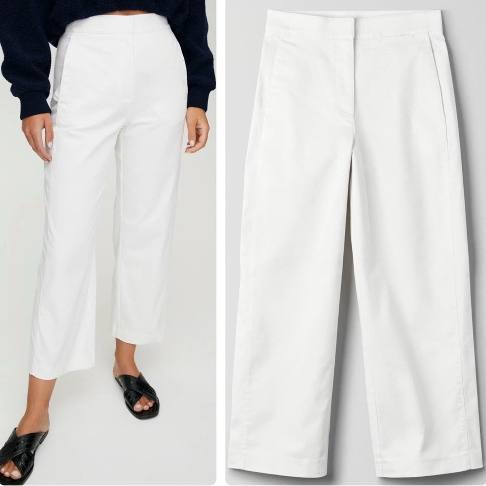 Aritzia Babaton - Women's cotton blend white cropped Walsh pants wide leg size 6